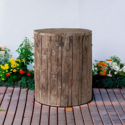 Elyse Round Rustic Wooden Patio End Table