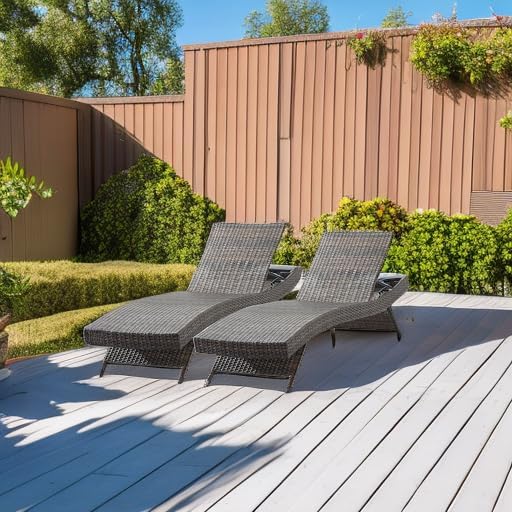 79'' Wicker Chaise Lounge Set of 2