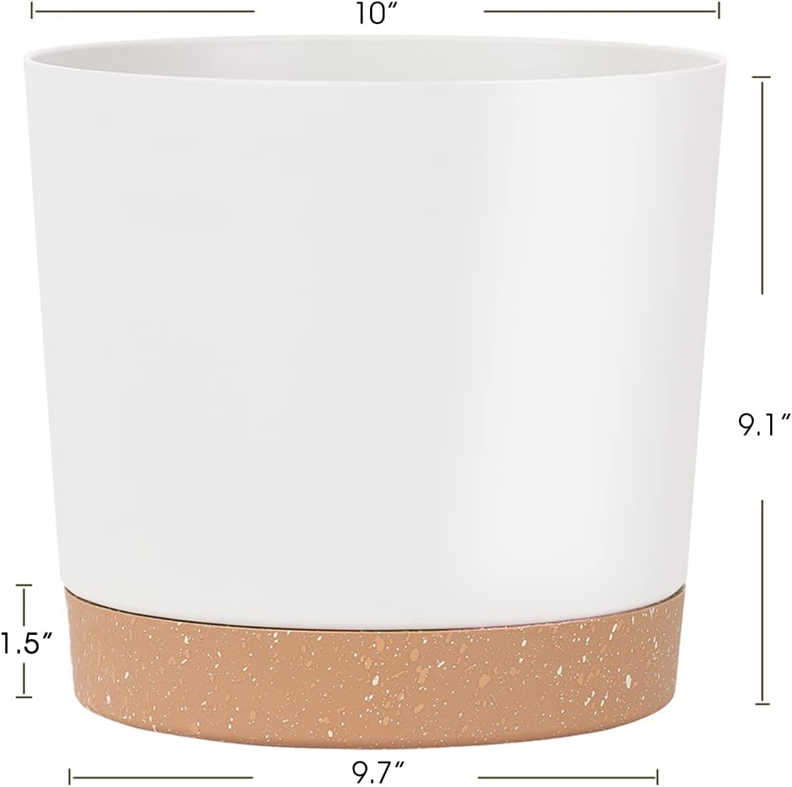 10 Inch White Plastic Plant Pots