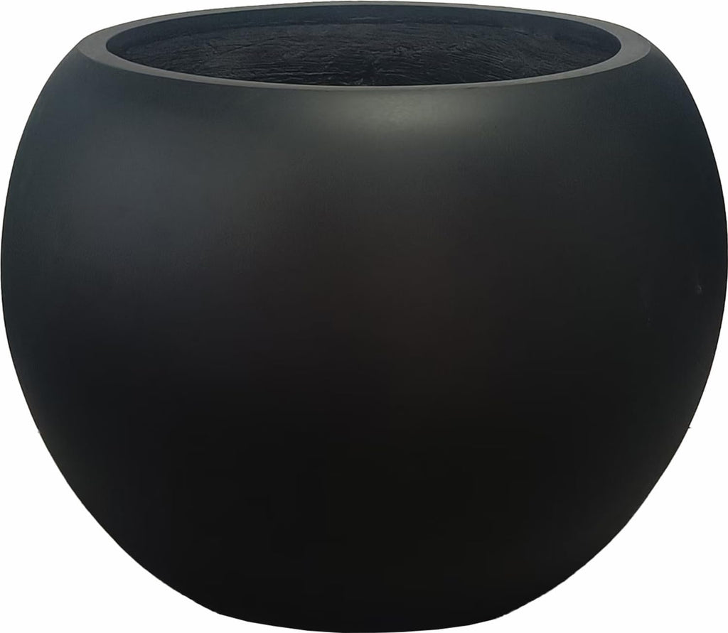 Black Round Fiberstone Planter