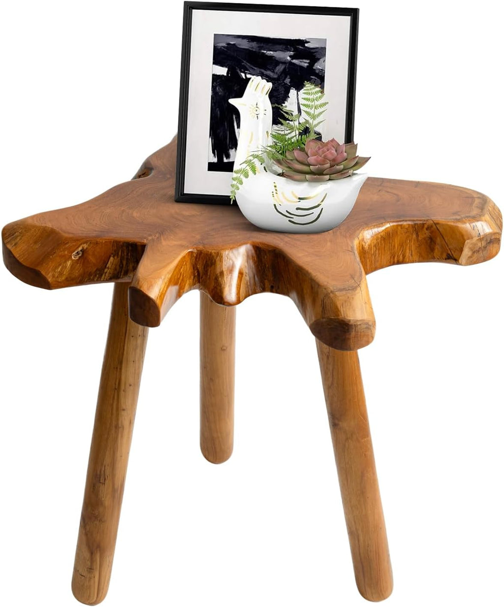 Natural Teak Live Edge Accent Table
