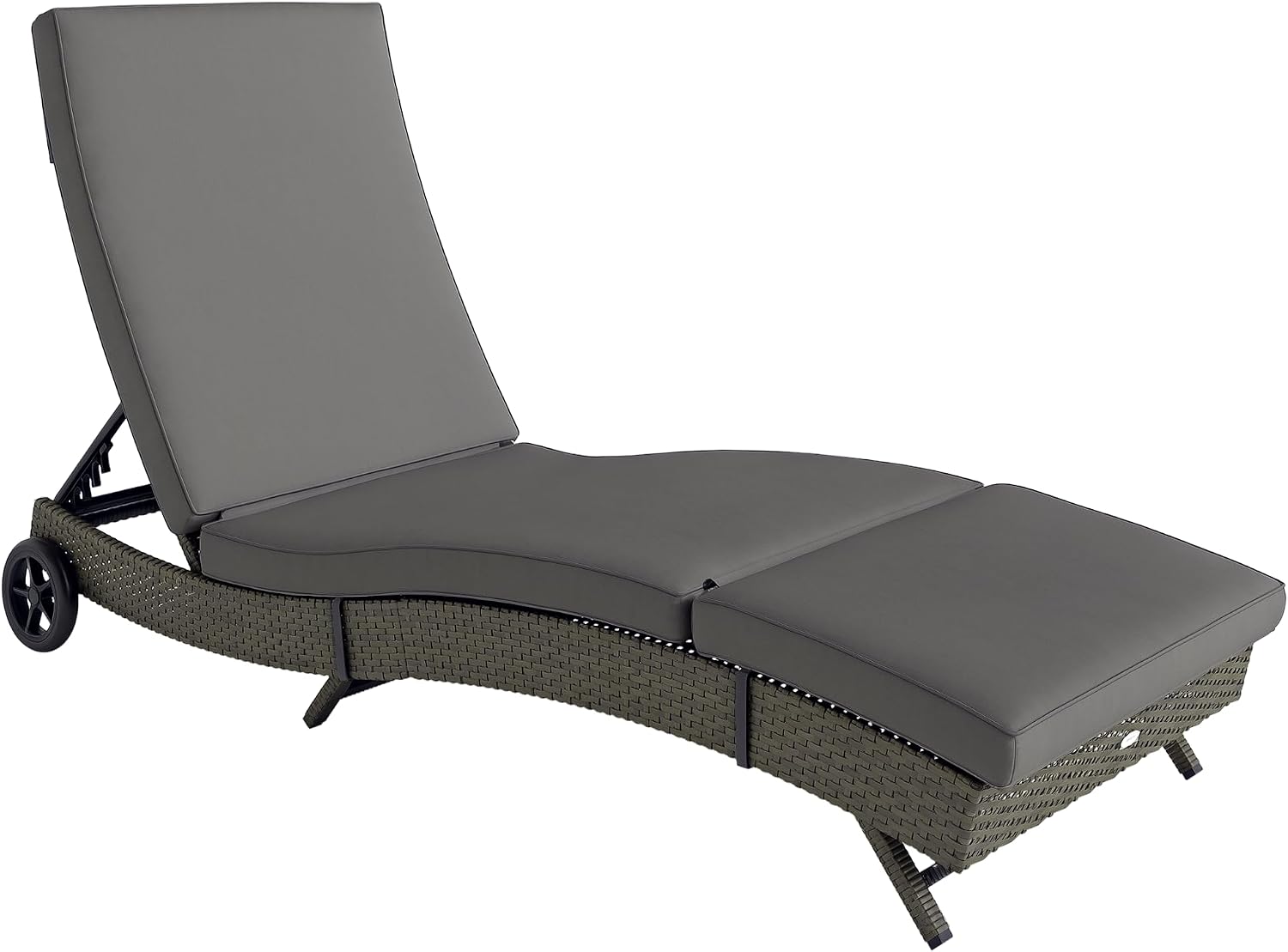 Gray Wicker Chaise Lounge Chair