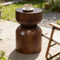 Wabi-Sabi Hourglass Wooden Accent Table