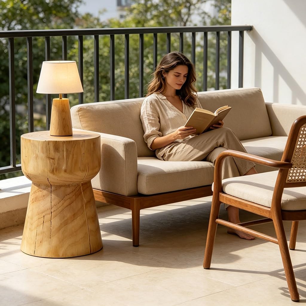 Rustic Hourglass Wooden Accent Table