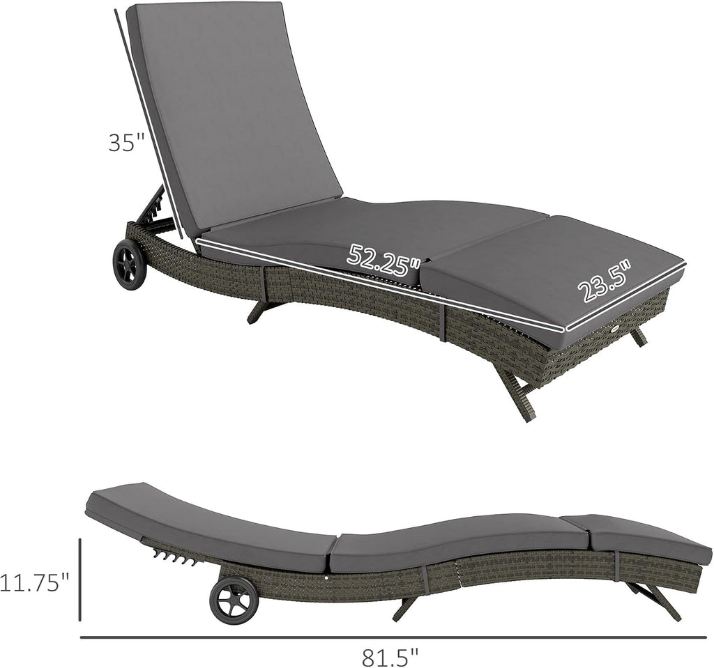 Gray Wicker Chaise Lounge Chair