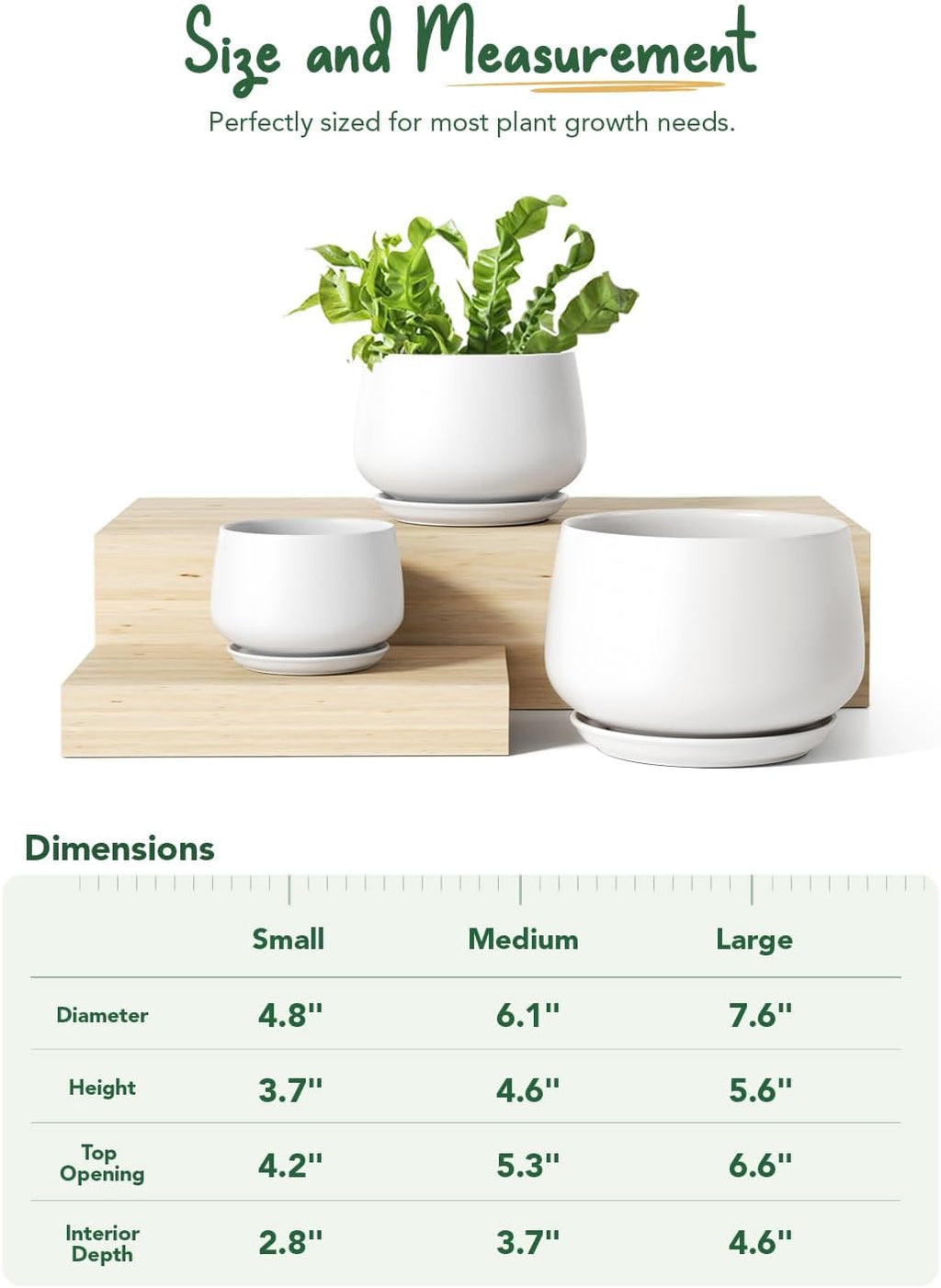 White Ceramic Plant Pots Set of 3