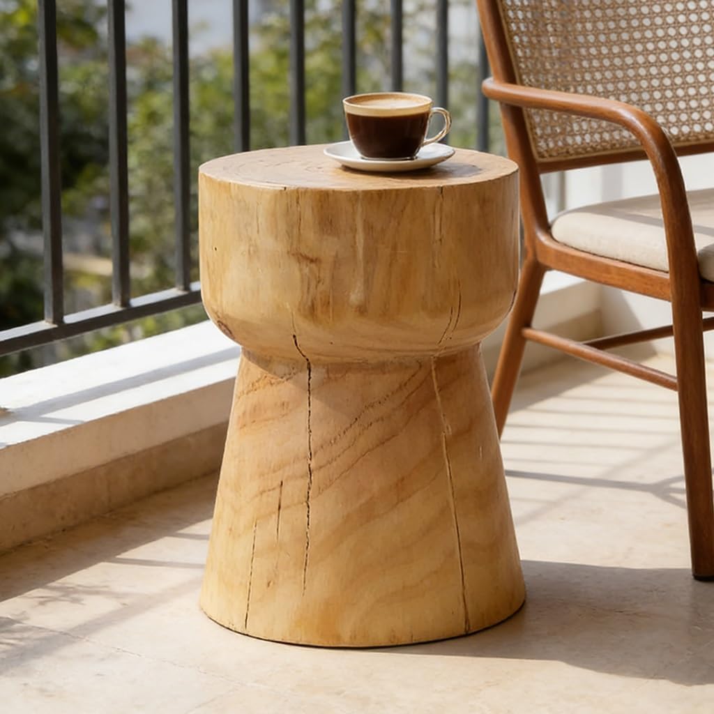 Rustic Hourglass Wooden Accent Table