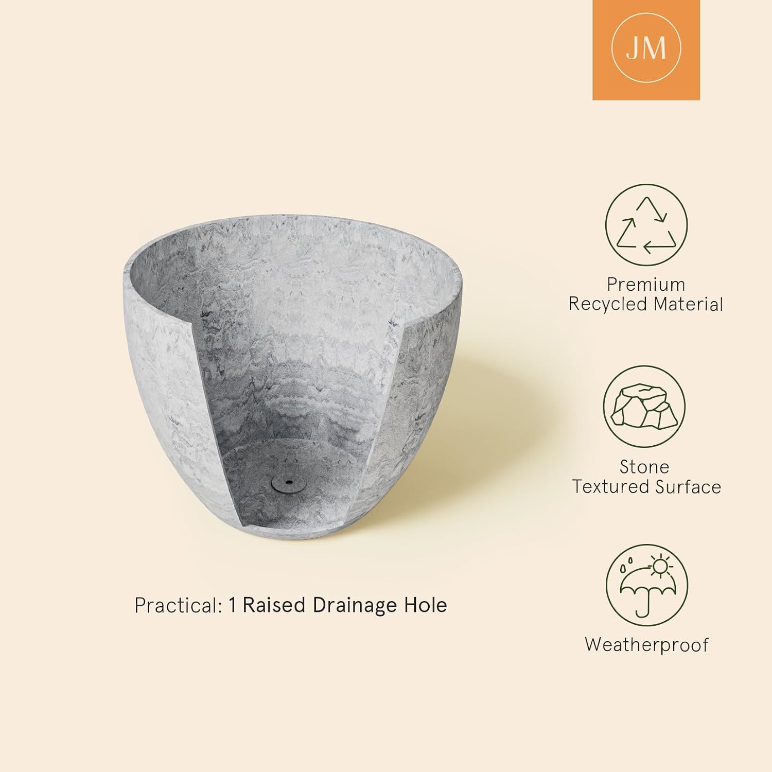 Grey Round Planters Set of 3
