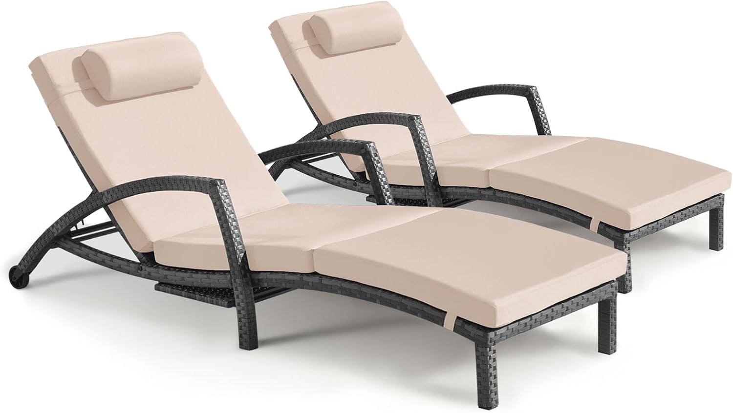 Wicker Patio Chaise Lounge Chairs Set of 2