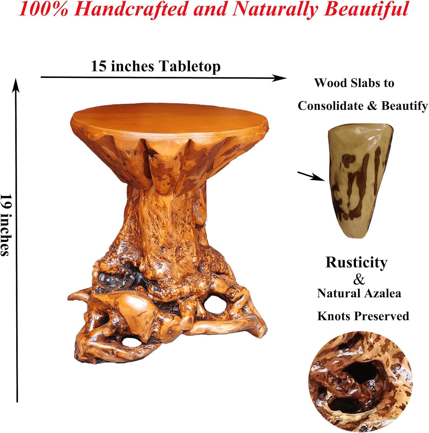 Rustic Azalea Tree Stump End Table