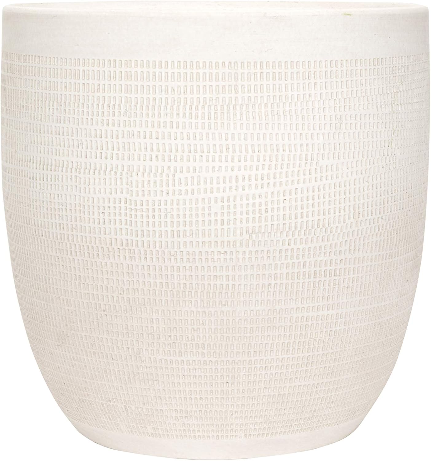 Matte White Embossed Stoneware Planter