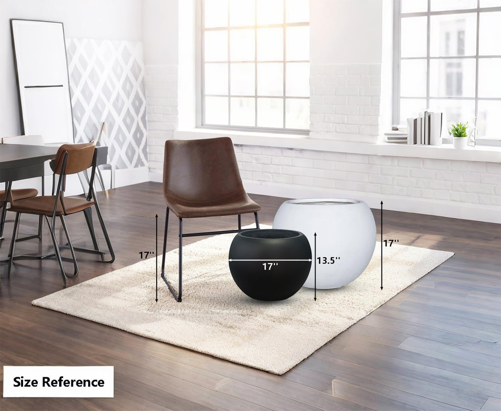Black Round Fiberstone Planter