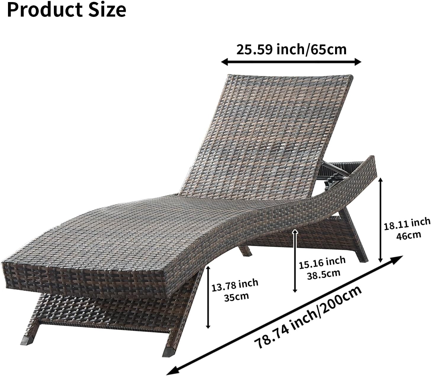 Wicker Chaise Lounge Set of 3
