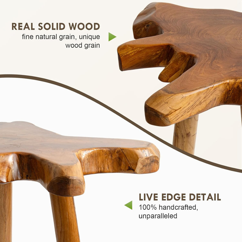 Natural Teak Live Edge Accent Table
