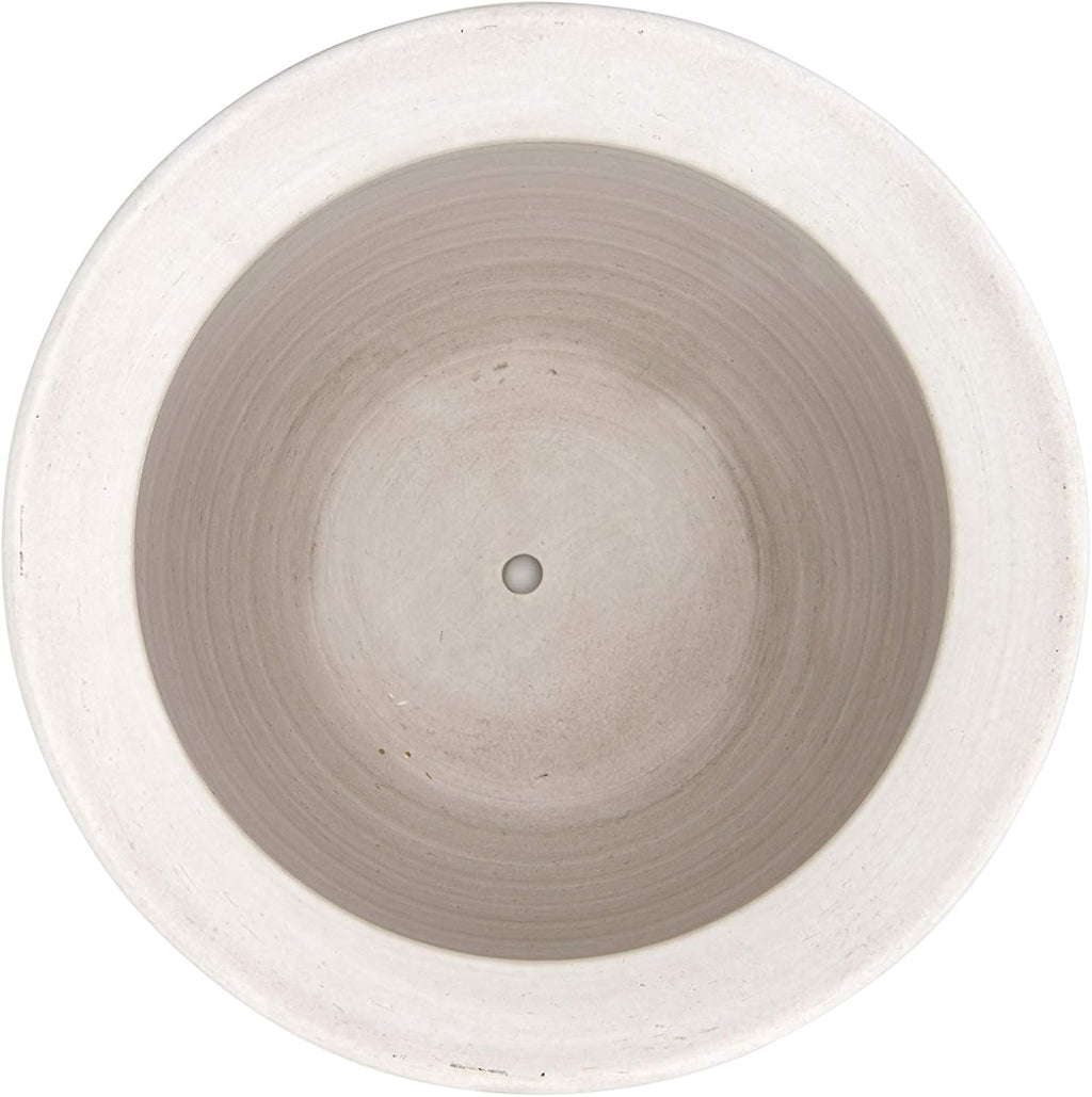Matte White Embossed Stoneware Planter