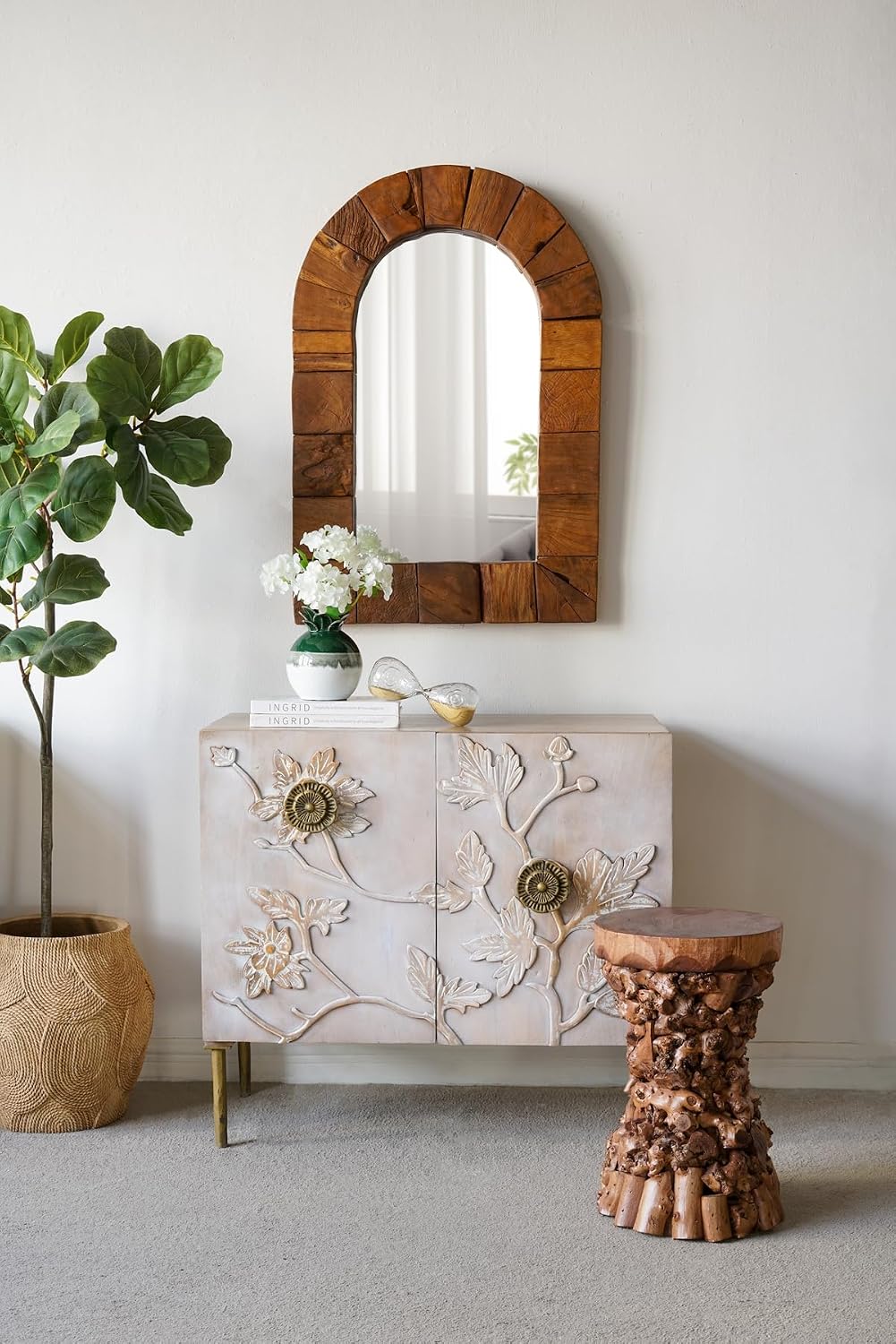 Tree Stump Wooden Accent Side Table