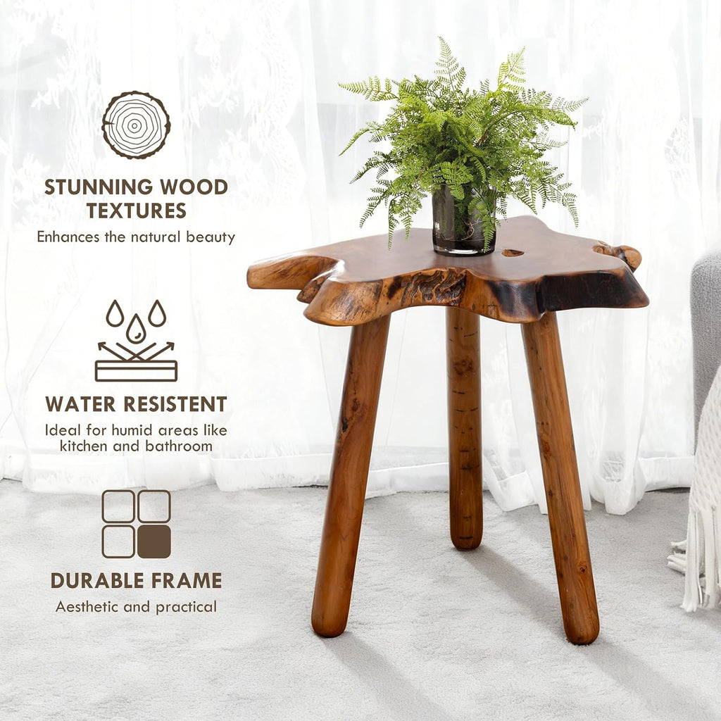 Natural Teak Live Edge Accent Table