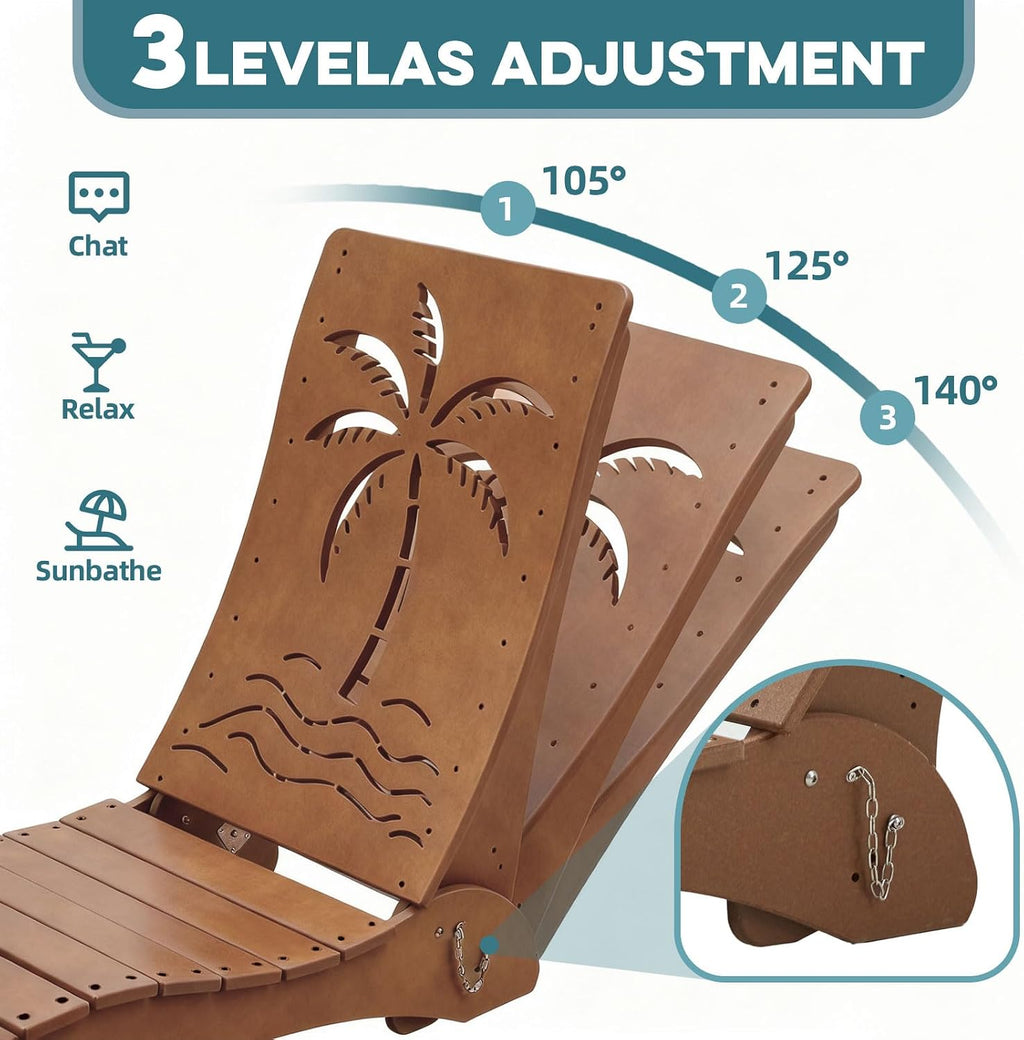 Teak HDPE In-Pool Lounge Chairs Set of 2