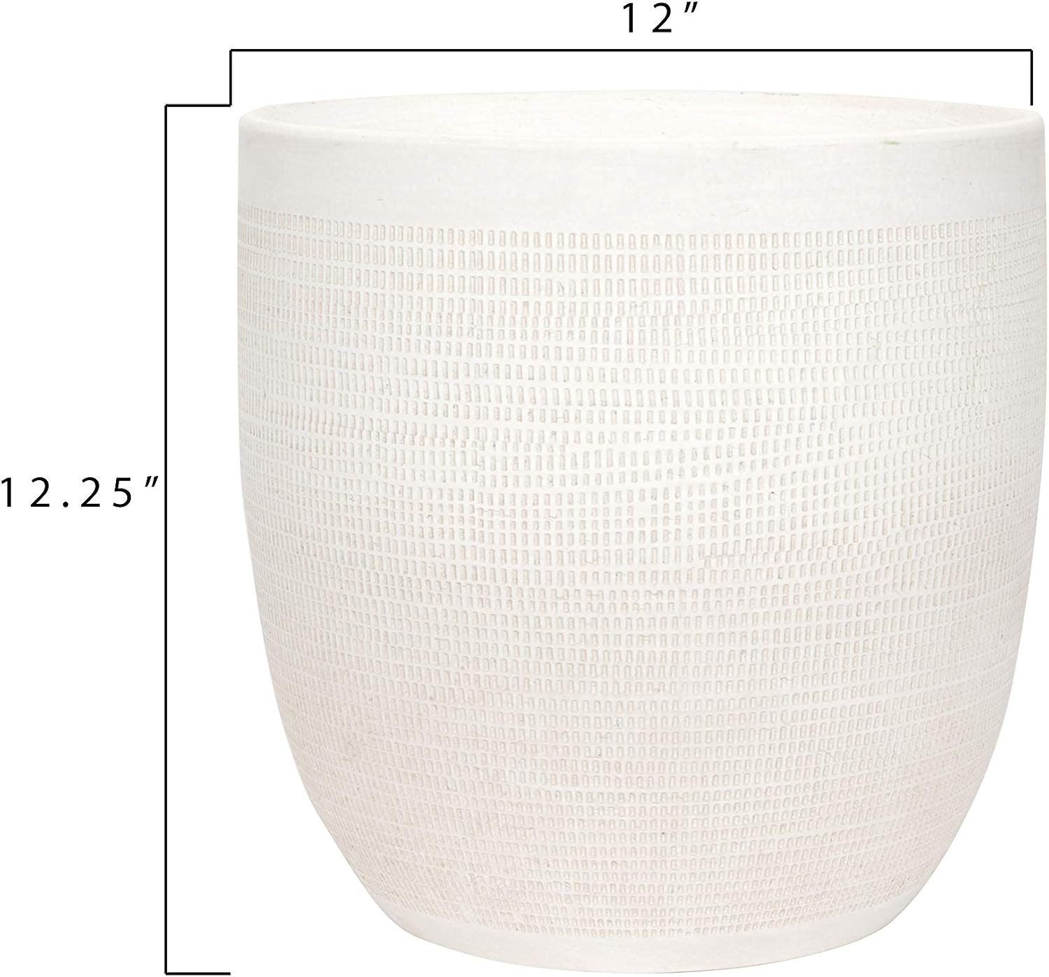 Matte White Embossed Stoneware Planter