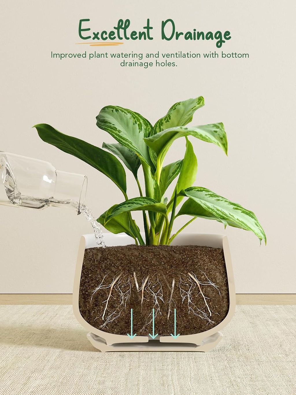 White Ceramic Plant Pots Set of 3