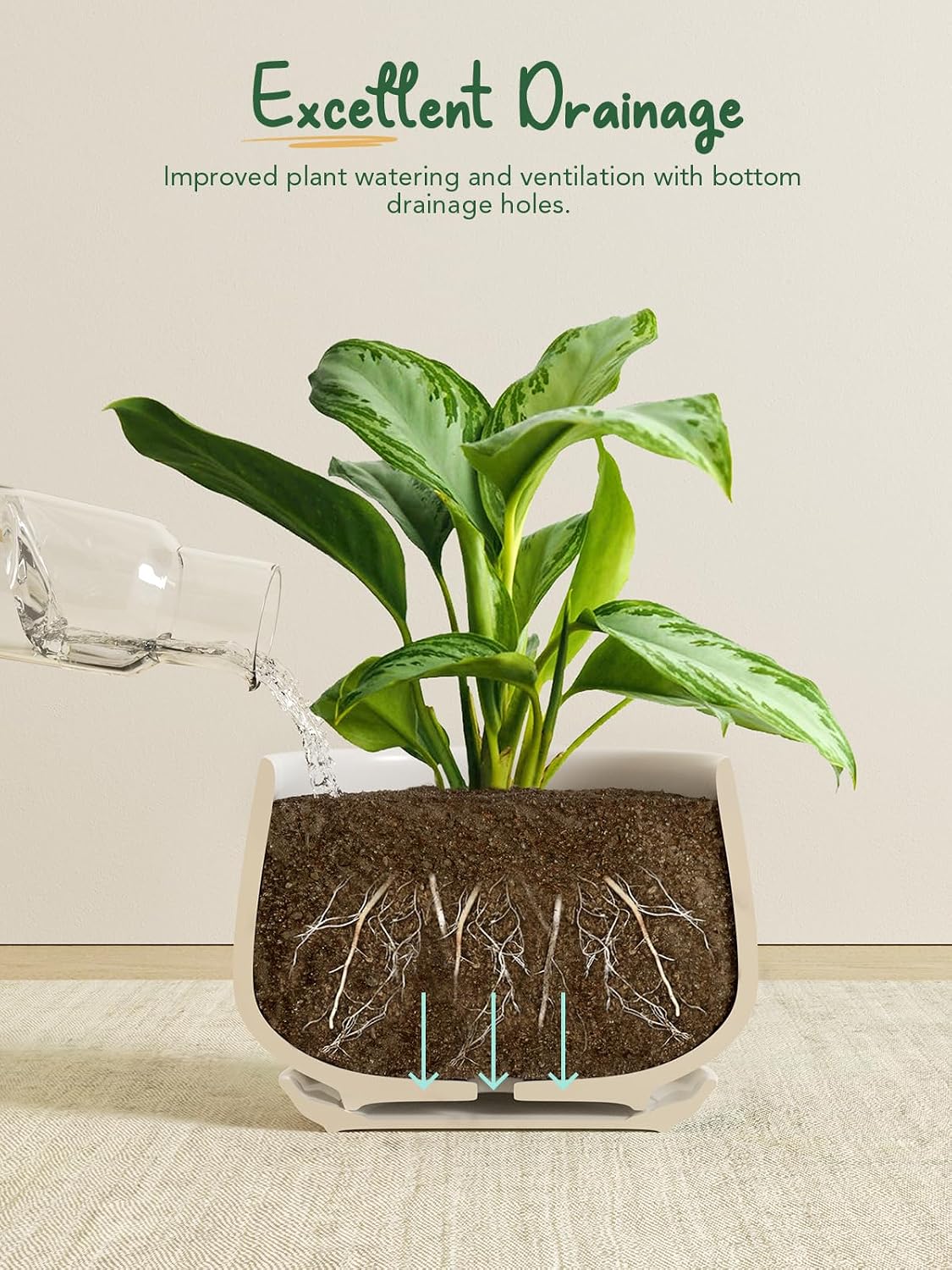 White Ceramic Plant Pots Set of 3