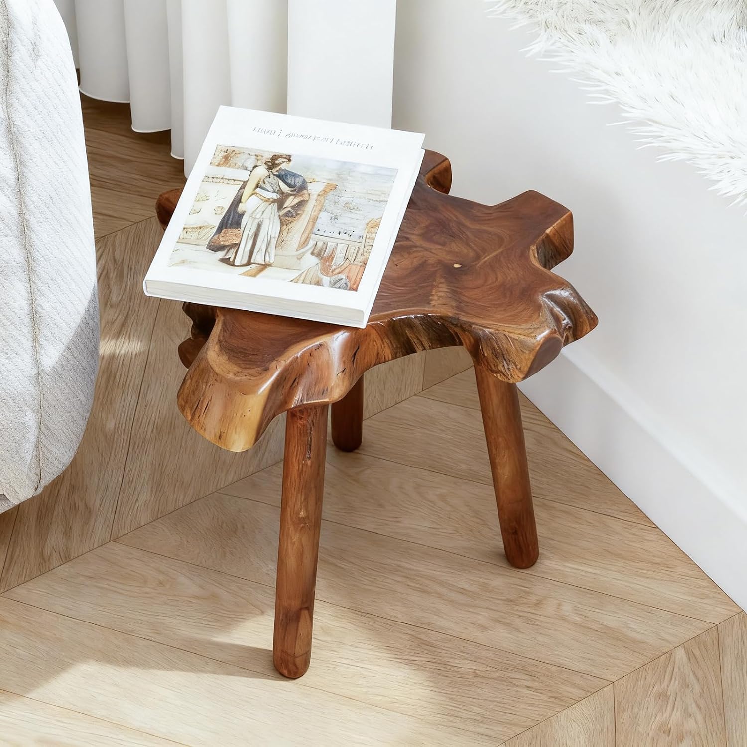 Natural Teak Live Edge Accent Table