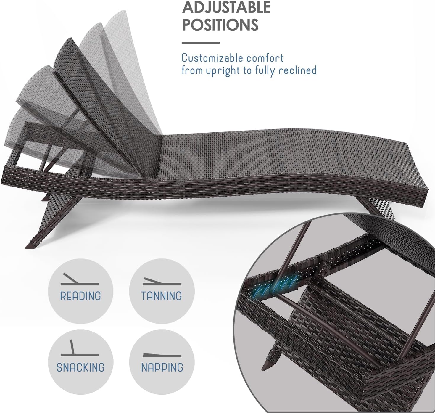 Nestl Wicker Chaise Lounge Chairs Set of 2