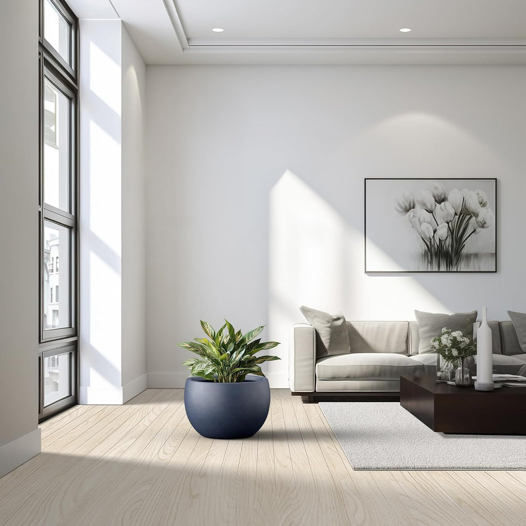 Charcoal Round Concrete Planter