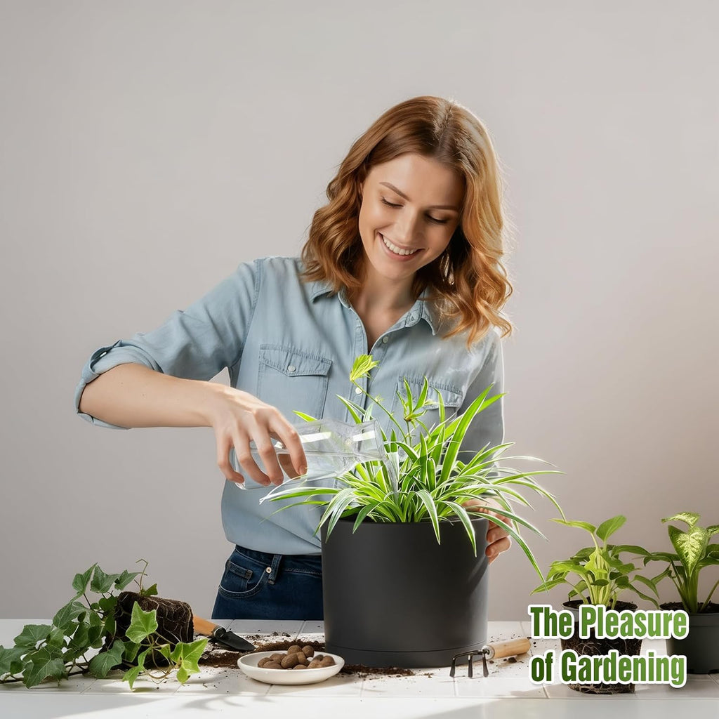 3 Pack Cylindrical Plastic Plant Pots
