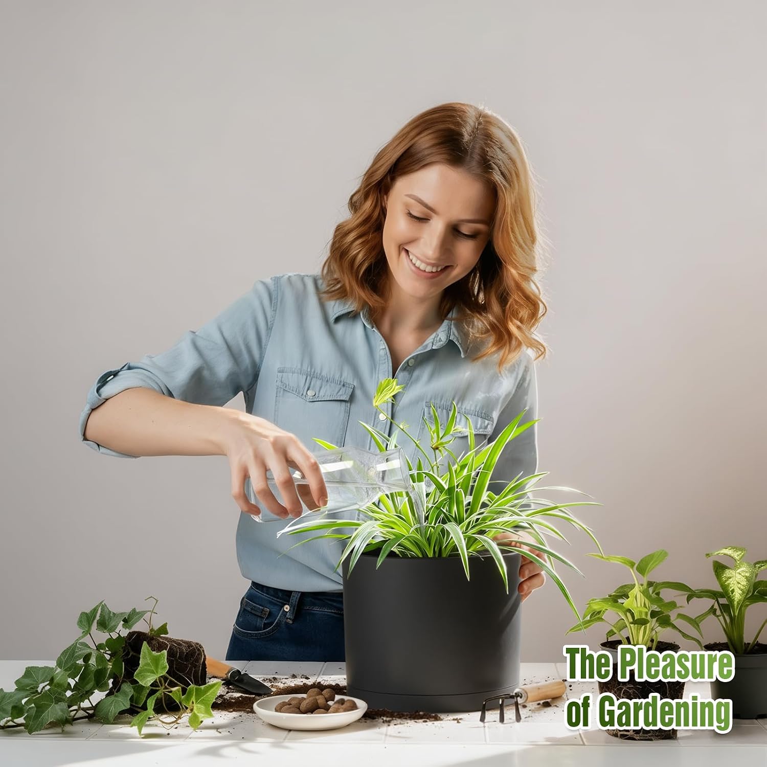 3 Pack Cylindrical Plastic Plant Pots