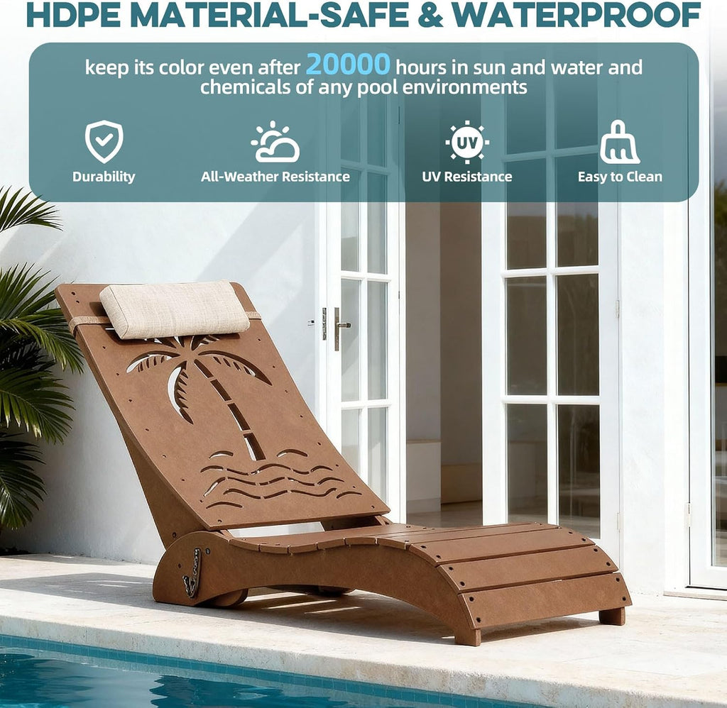Teak HDPE In-Pool Lounge Chairs Set of 2