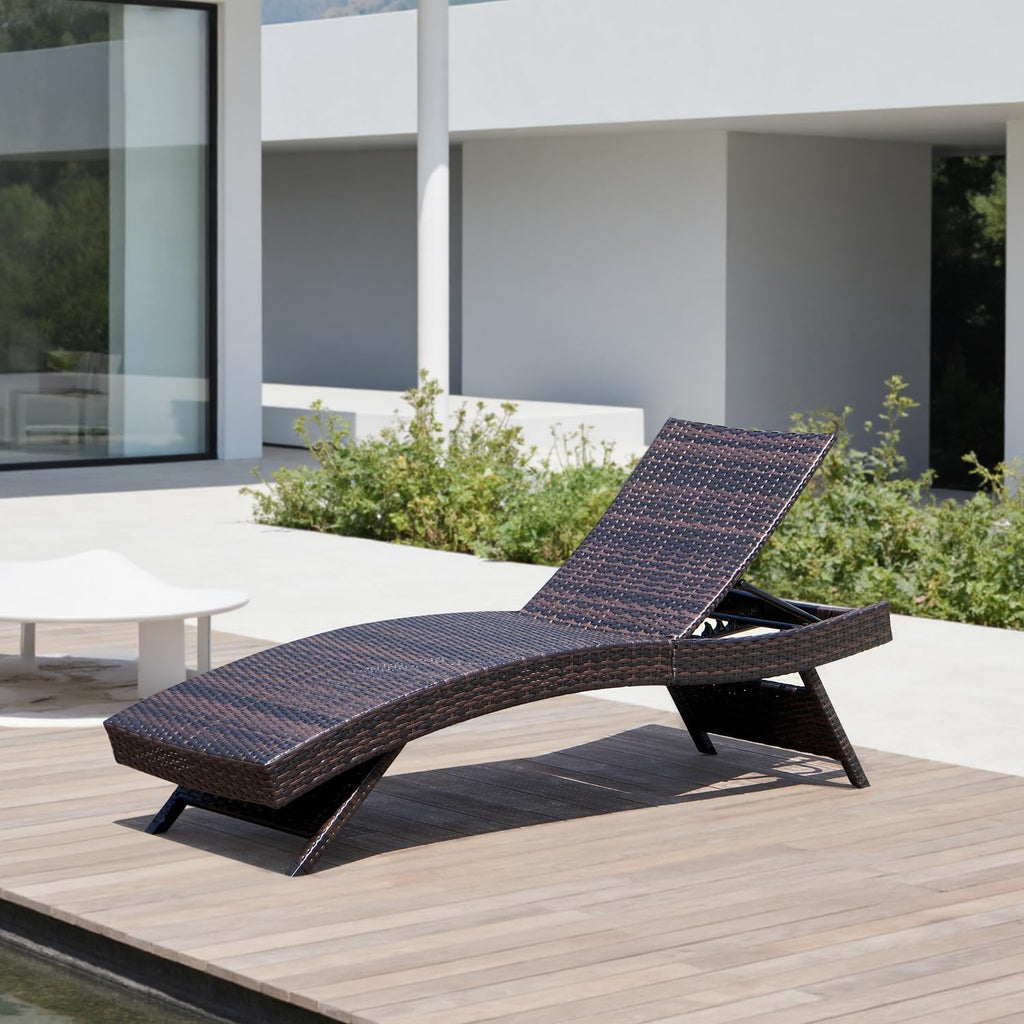 Foldable Wicker Patio Chaise Lounge Chair