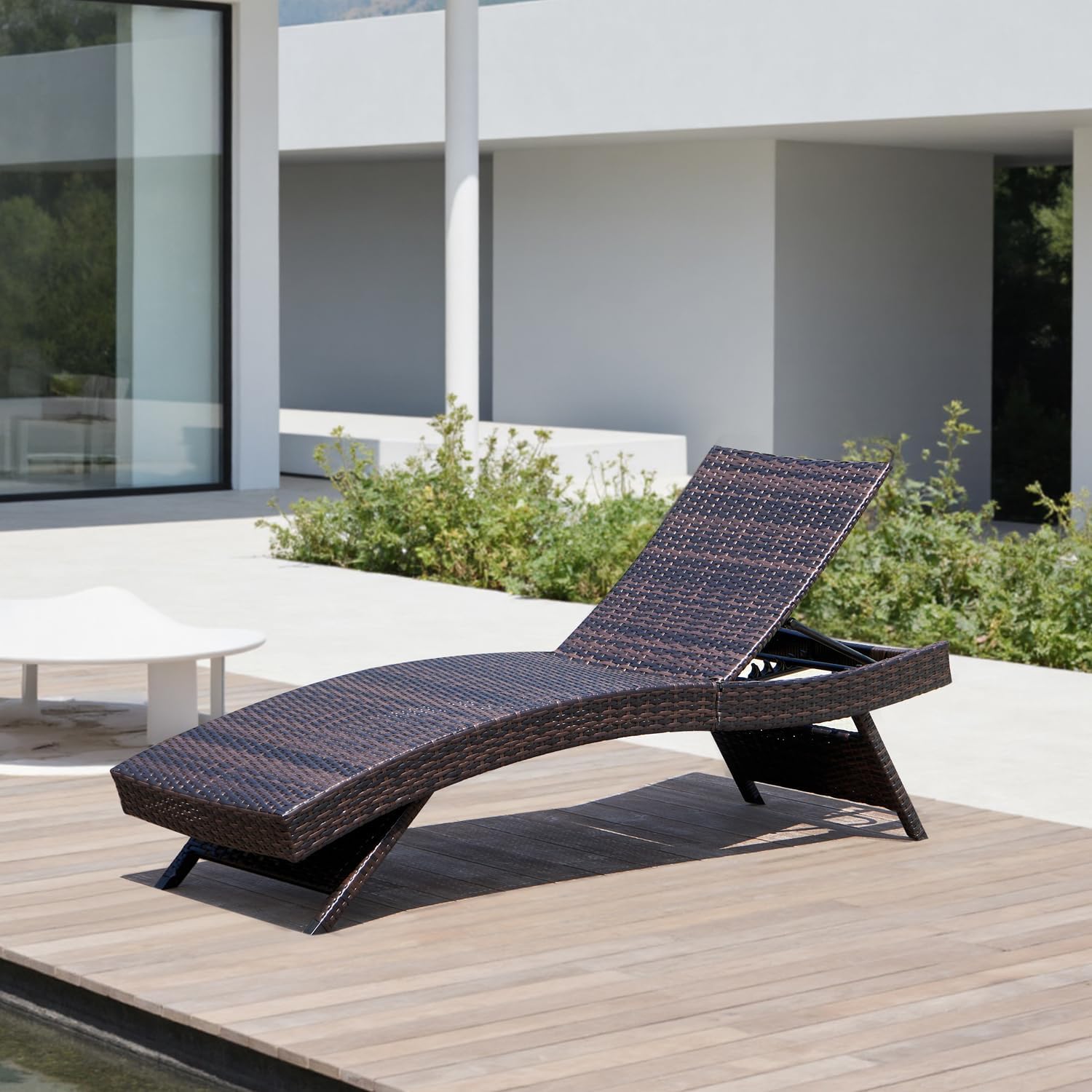 Foldable Wicker Patio Chaise Lounge Chair