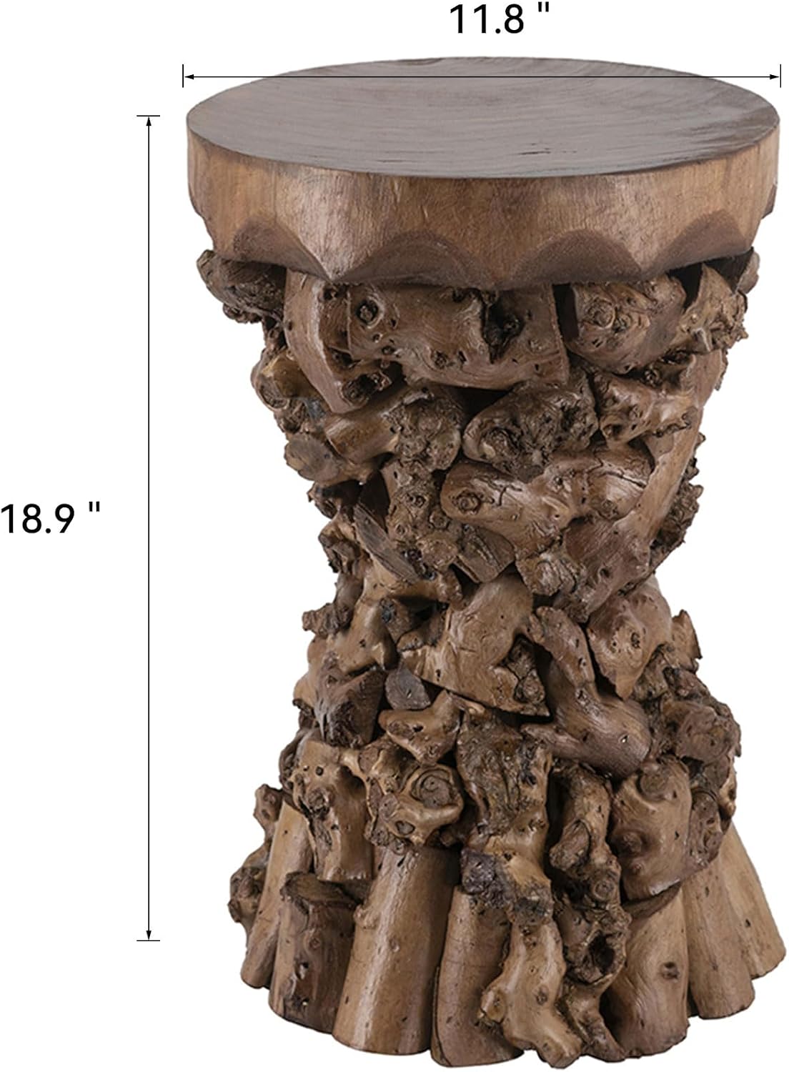 Tree Stump Wooden Accent Side Table