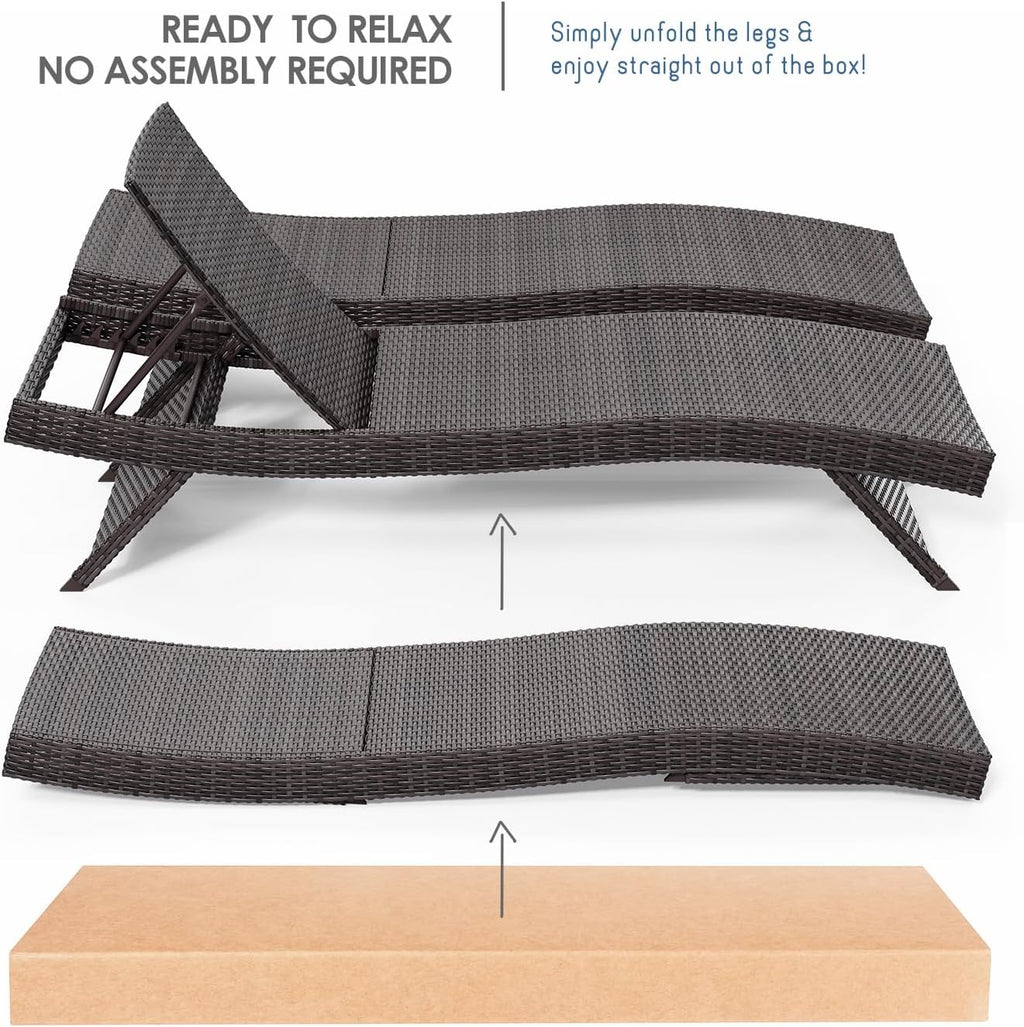 Nestl Wicker Chaise Lounge Chairs Set of 2