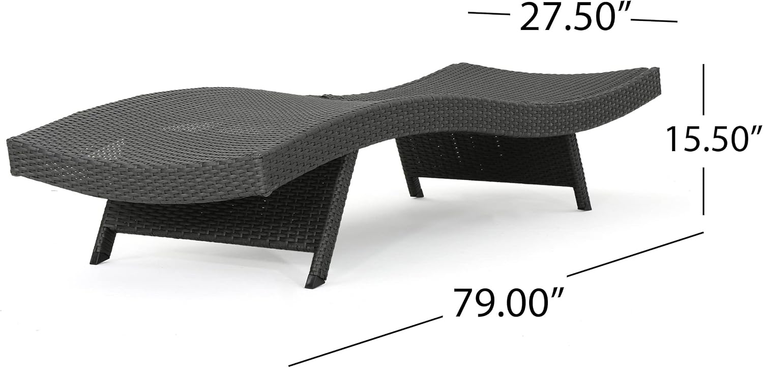 Grey Wicker Chaise Lounge 2-Pack