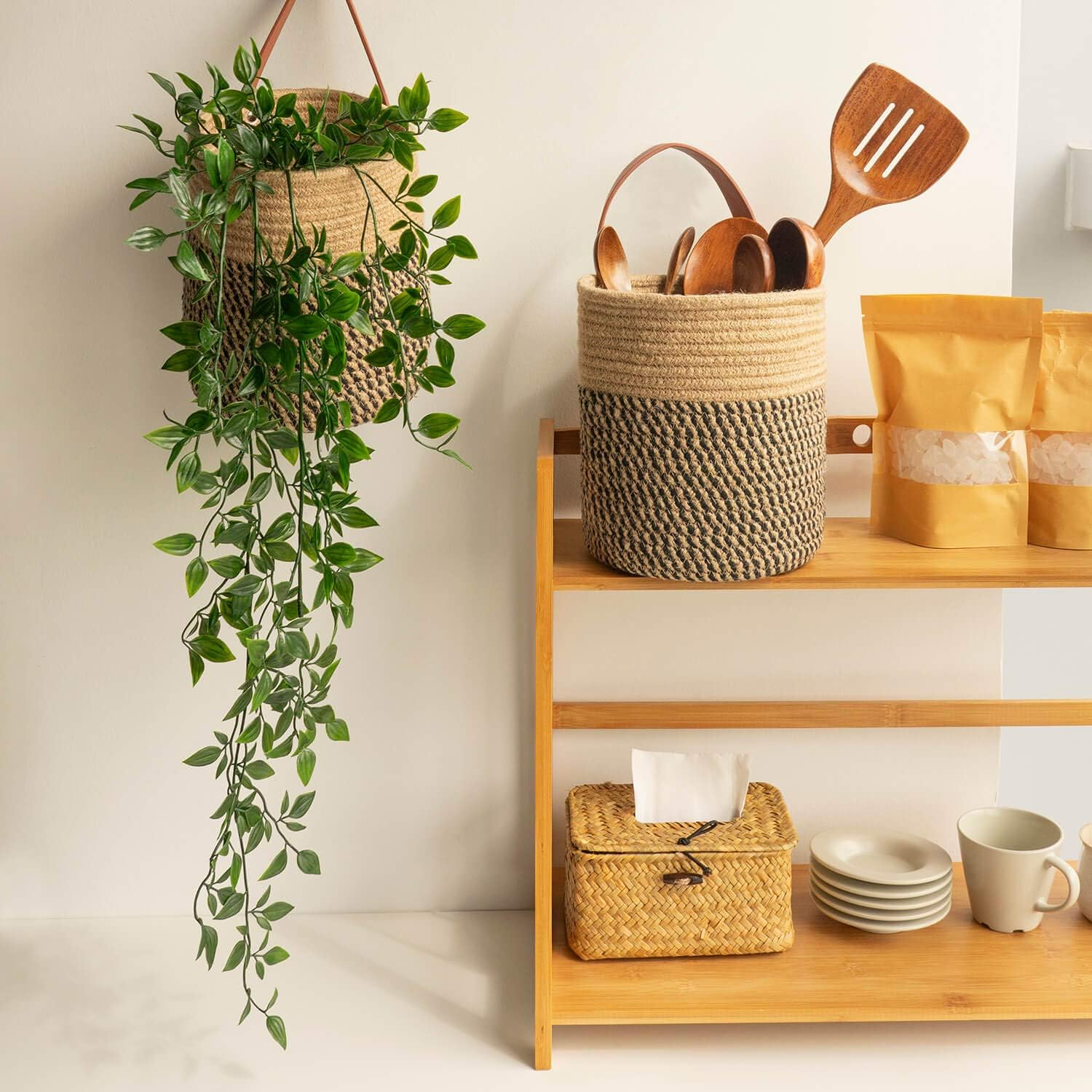 Goodpick Jute Hanging Baskets 2-Pack