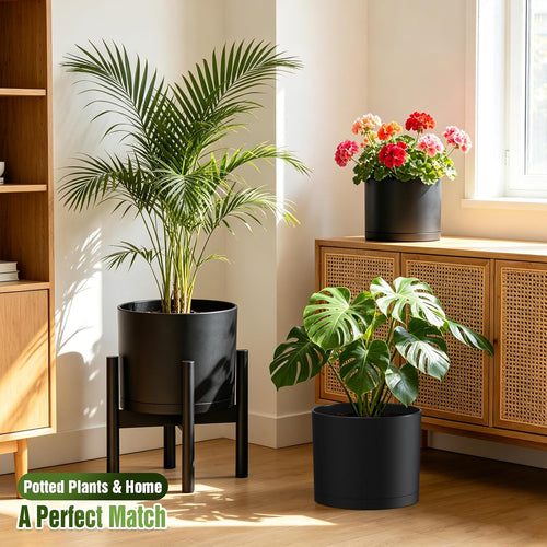 3 Pack Cylindrical Plastic Plant Pots
