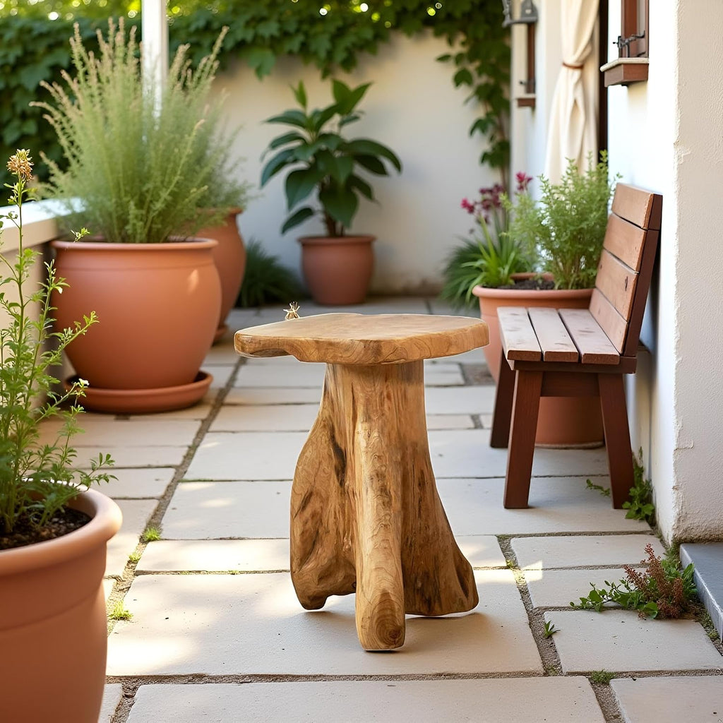 Rustic Cedar Stump Wooden Accent Table