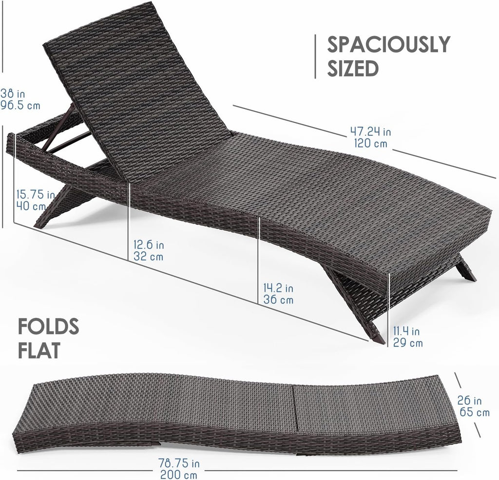 Nestl Wicker Chaise Lounge Chairs Set of 2