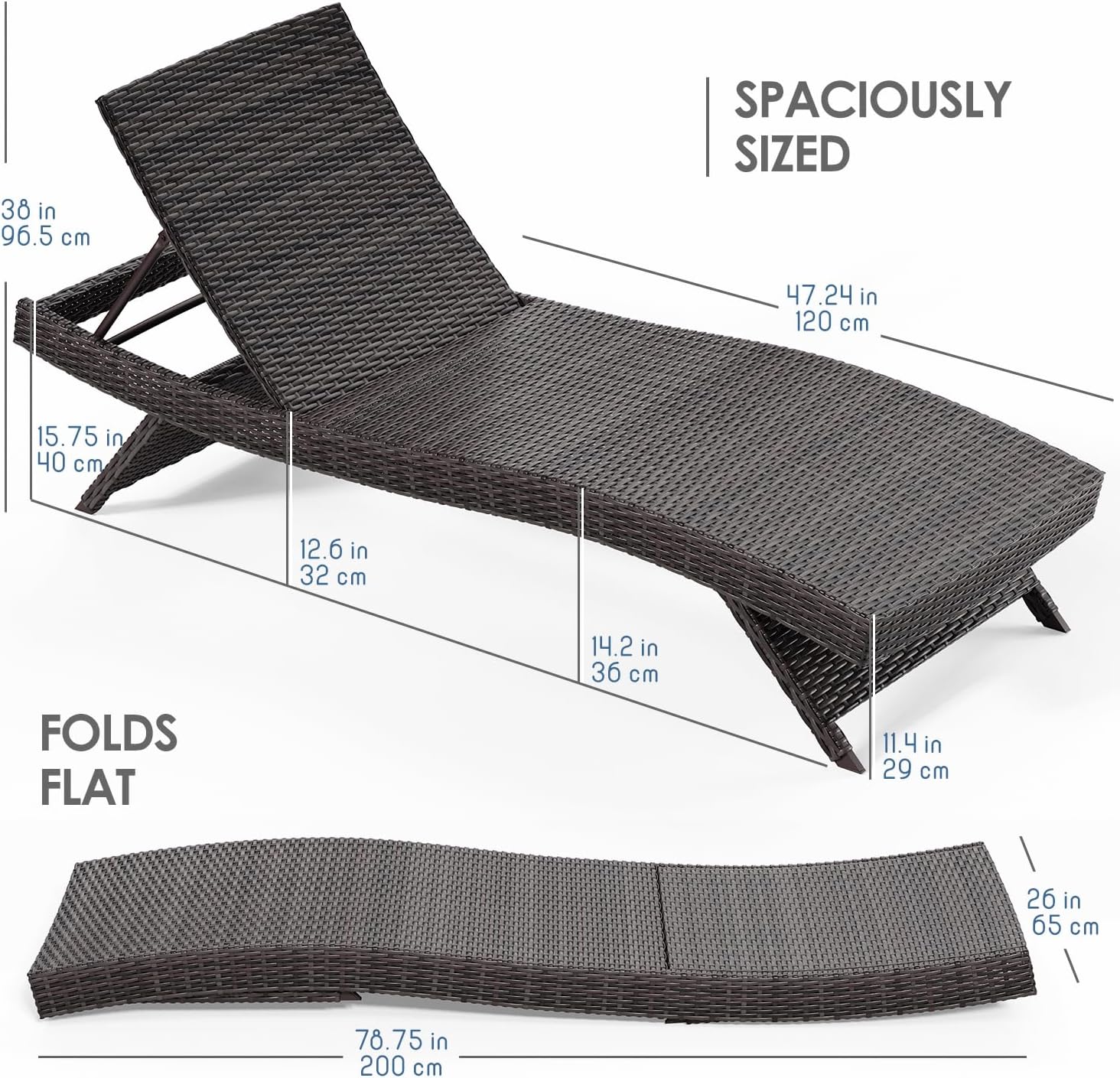 Nestl Wicker Chaise Lounge Chairs Set of 2