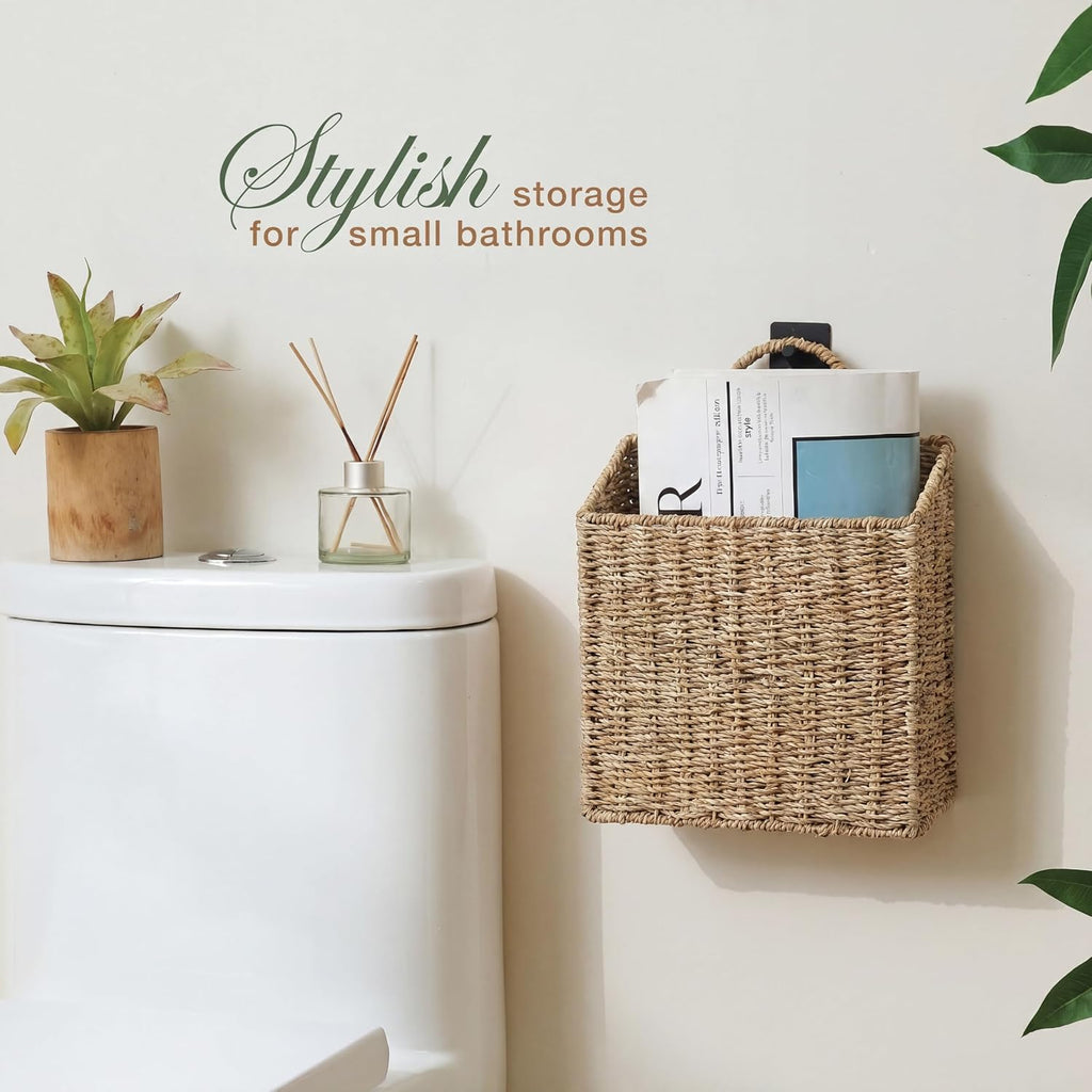 Natural Seagrass Wall Hanging Baskets Set of 2