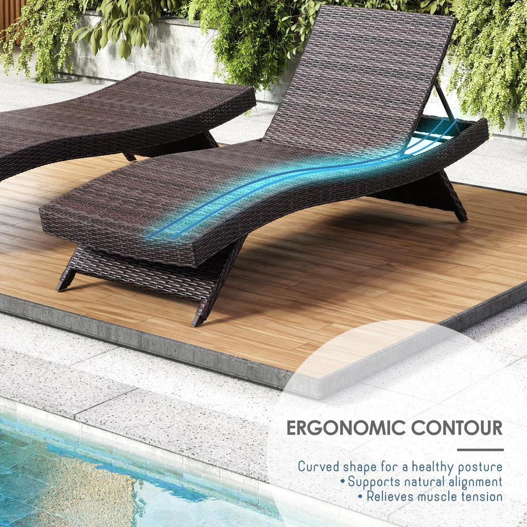Nestl Wicker Chaise Lounge Chairs Set of 2