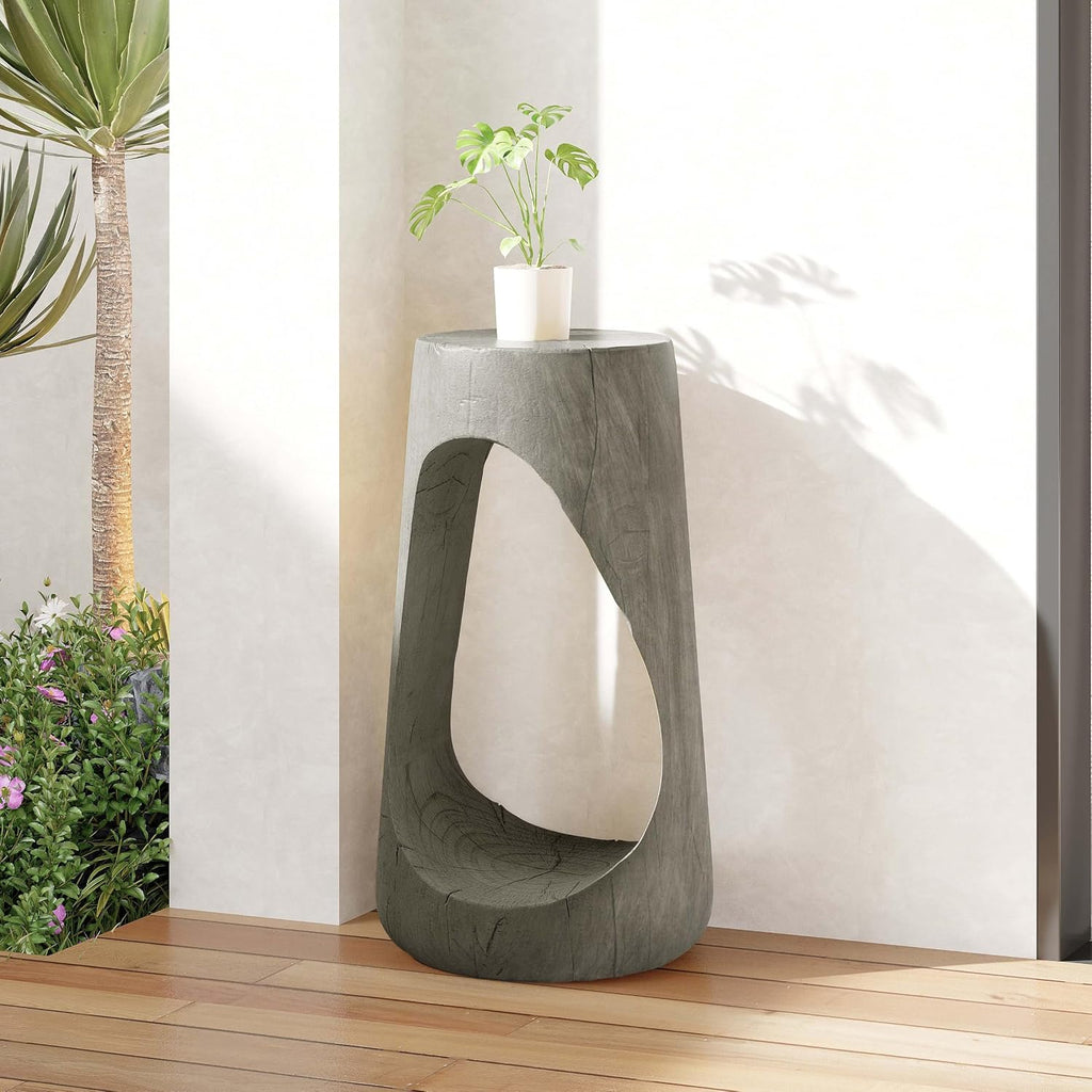 Gray Concrete Patio End Table