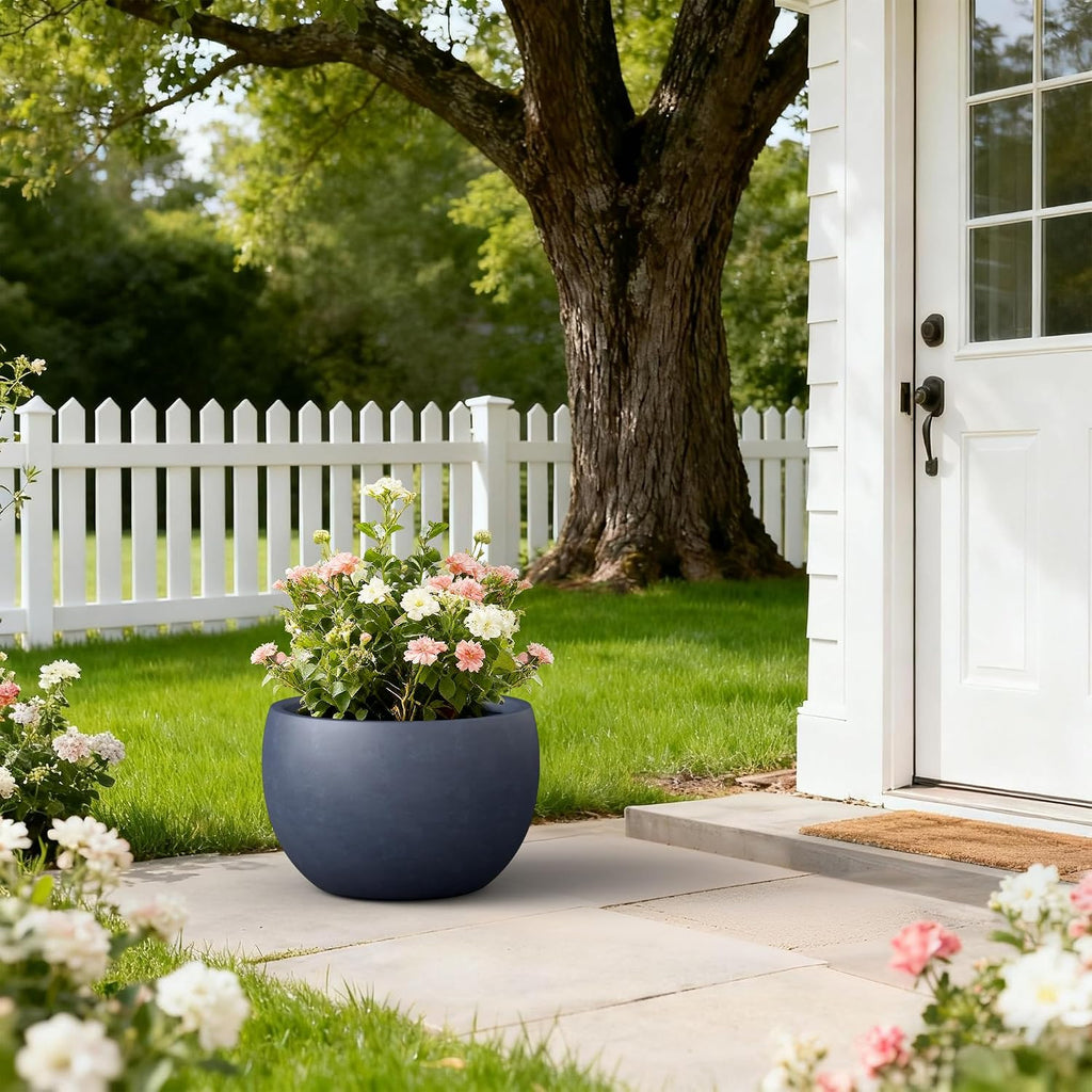 Charcoal Round Concrete Planter