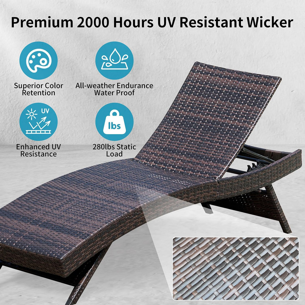 Foldable Wicker Patio Chaise Lounge Chair
