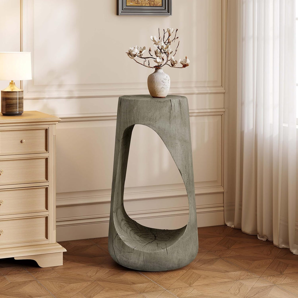 Gray Concrete Patio End Table