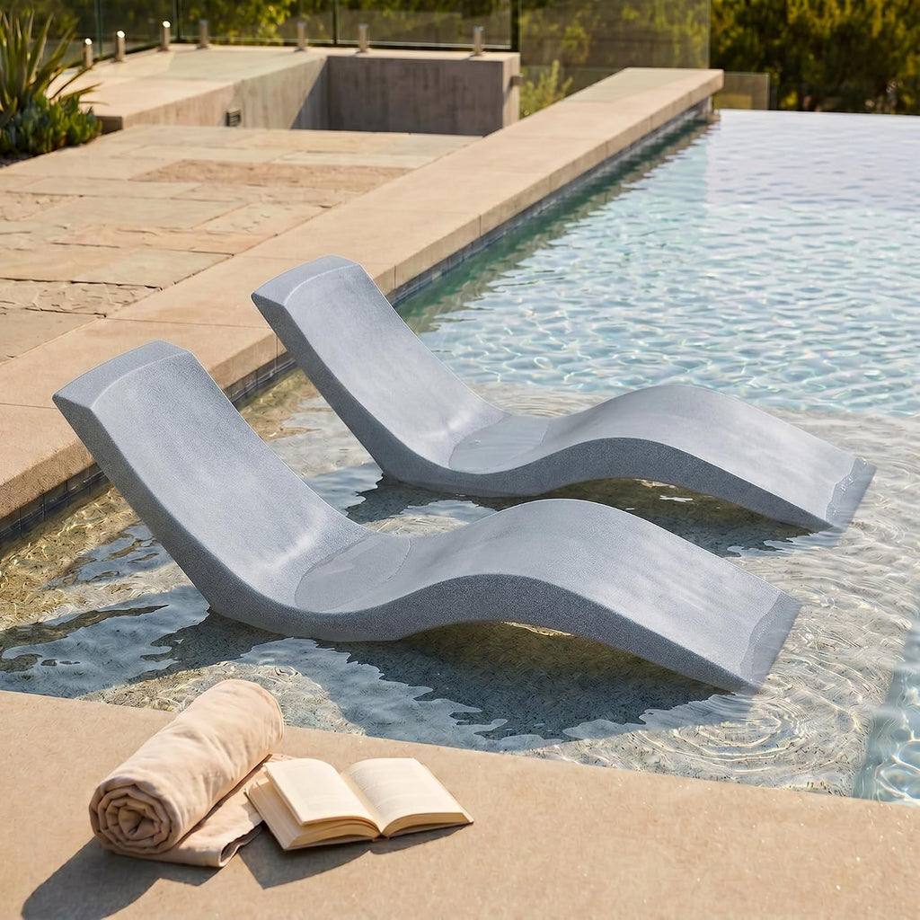 Gray Granite In-Pool Chaise Lounge Set of 2