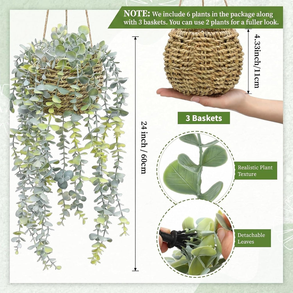 Artificial Eucalyptus Hanging Plants 3-Pack