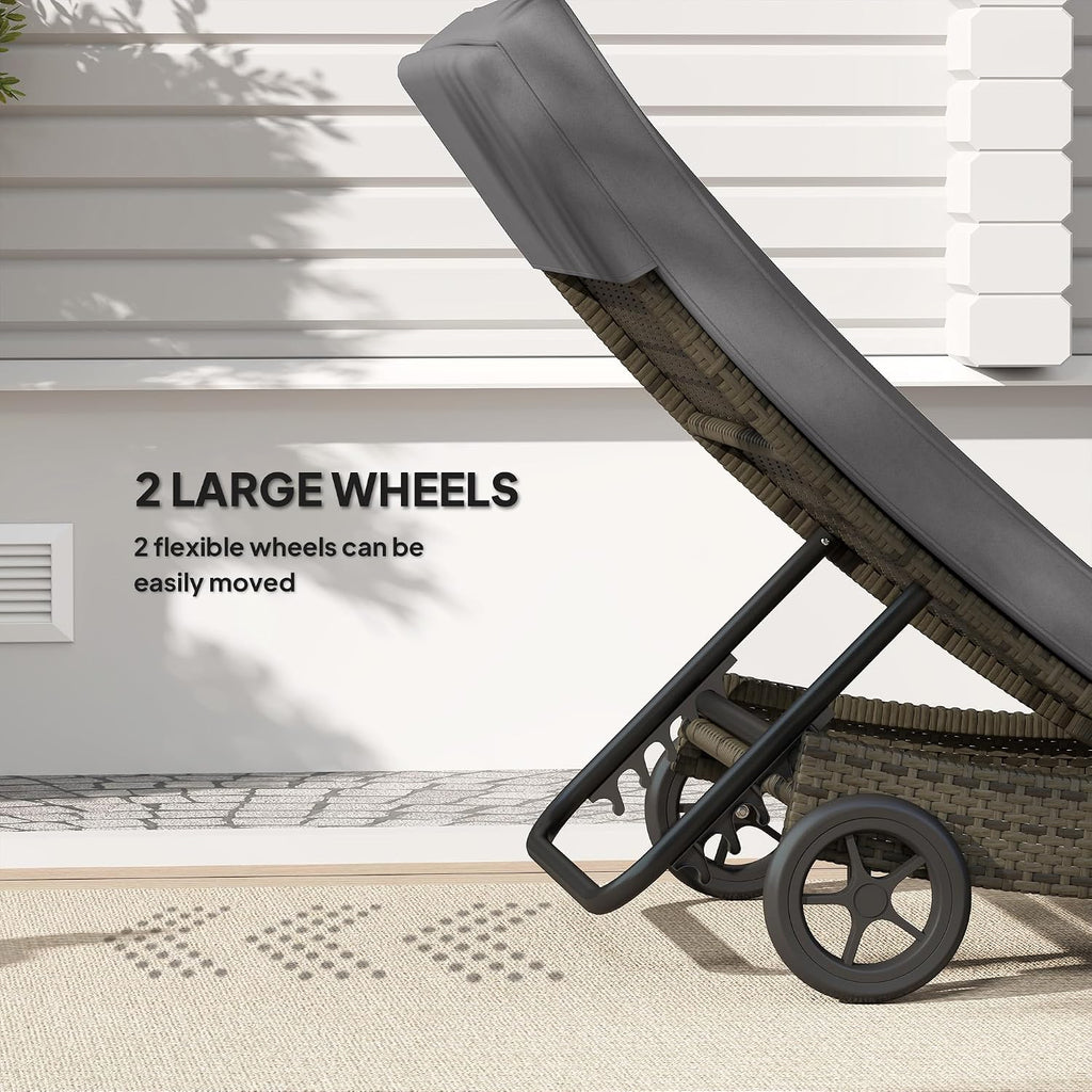 Gray Wicker Chaise Lounge Chair